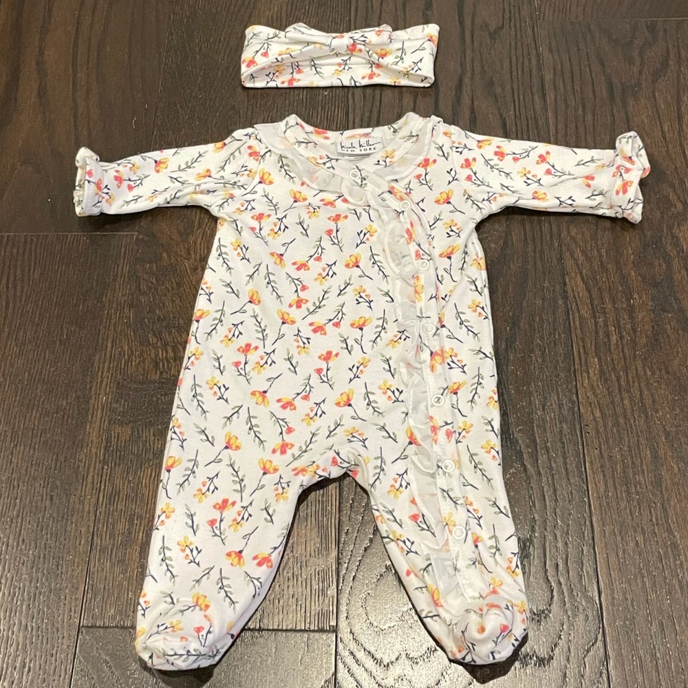 Nicole Miller 0-3 month onesie & matching headband